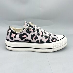 Converse Womens 6.5 All Star Platform Low Top Leopard Pink Black Sneakers Y2K